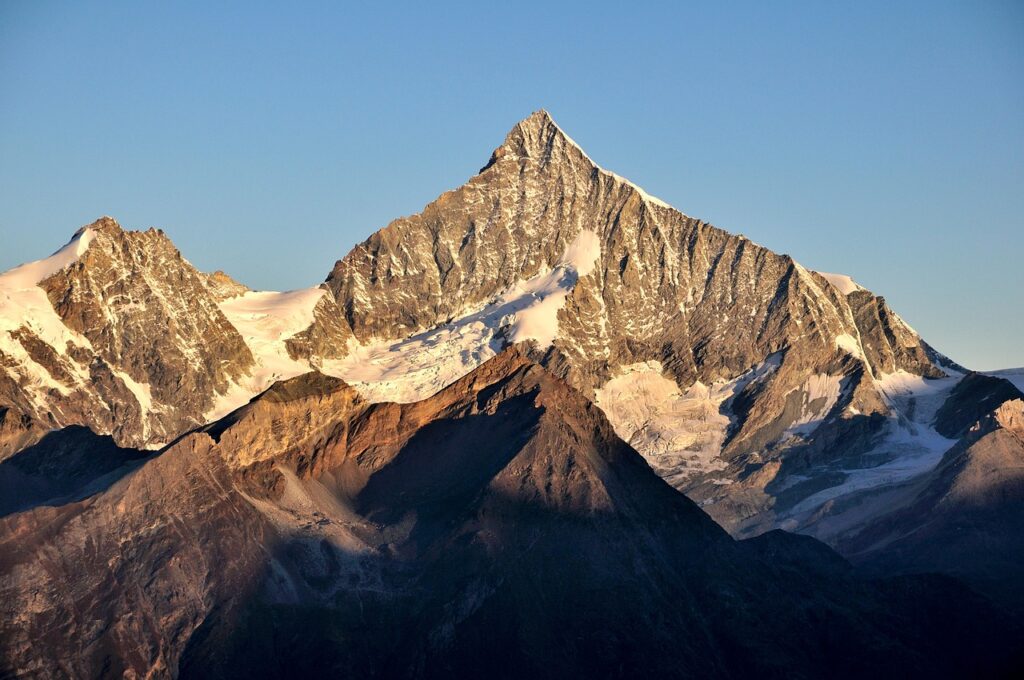 weisshorn, sunrise, mountain, alps, switzerland, nature, winter, landscape