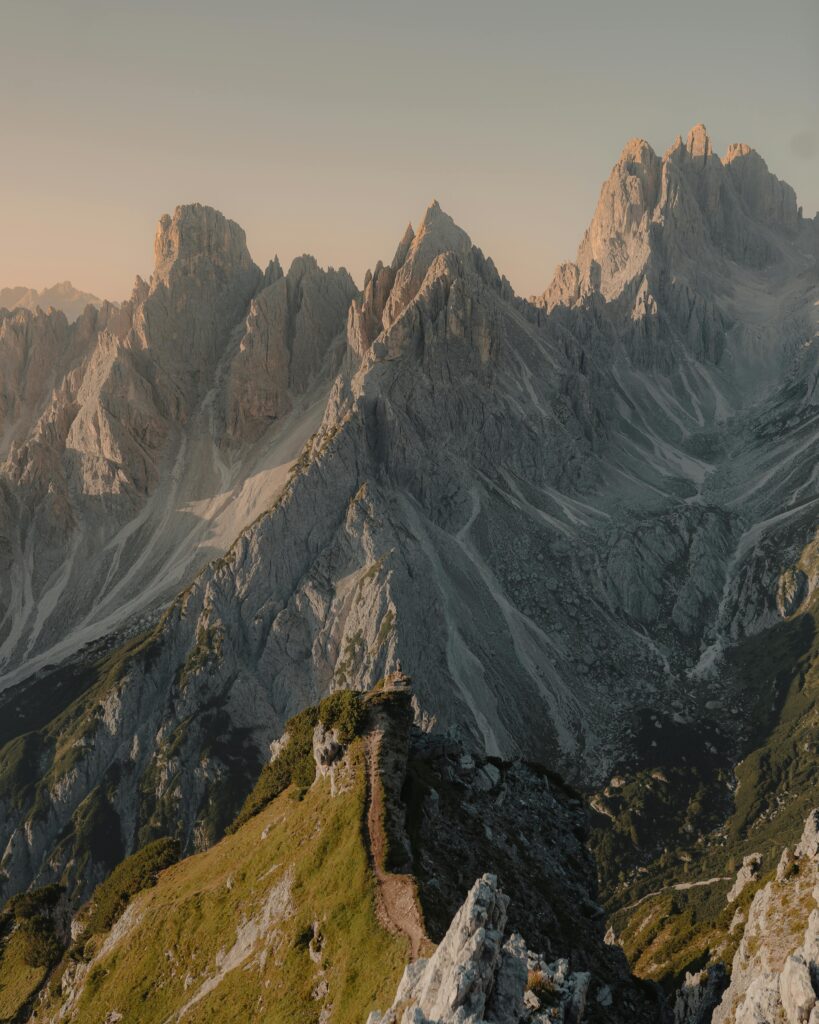 Breathtaking view of the Dolomites at sunset in Misurina, Veneto, Italy.